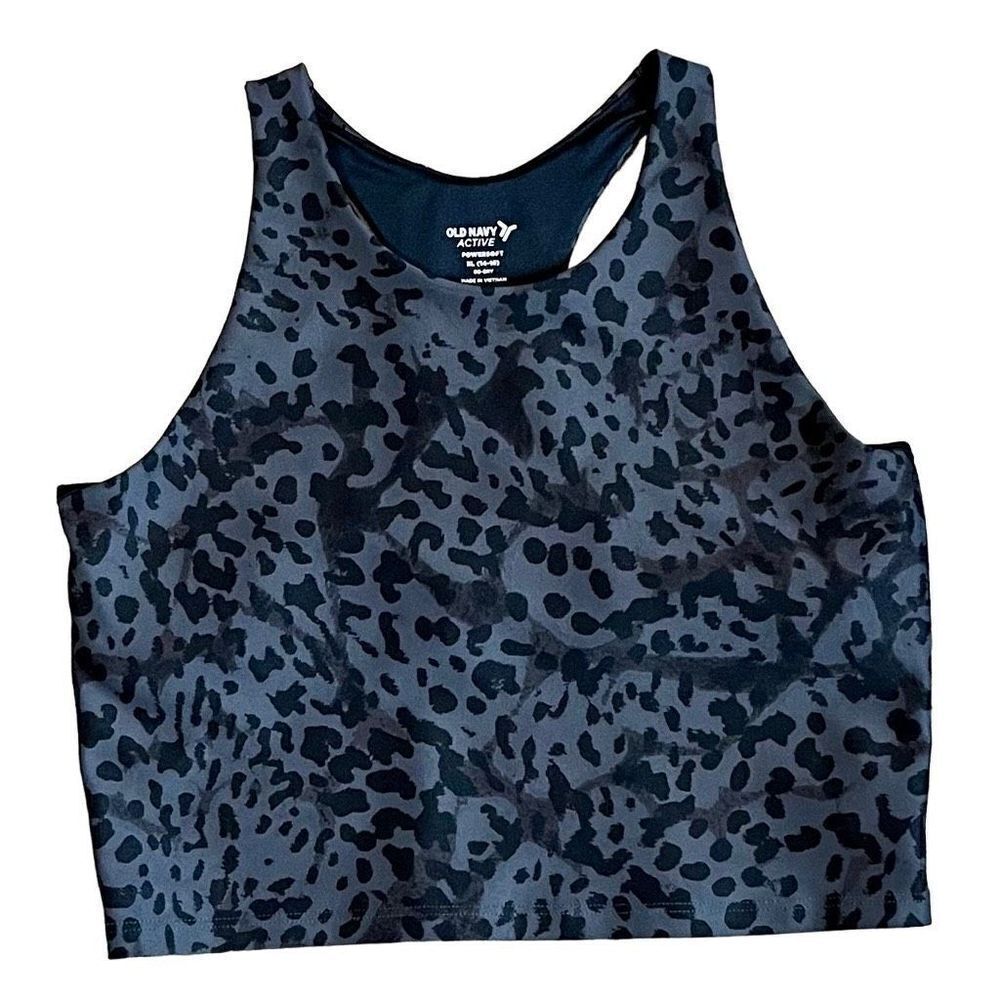 Old Navy Active Animal Print Leopard Cropped Powersoft Sports Bra XL